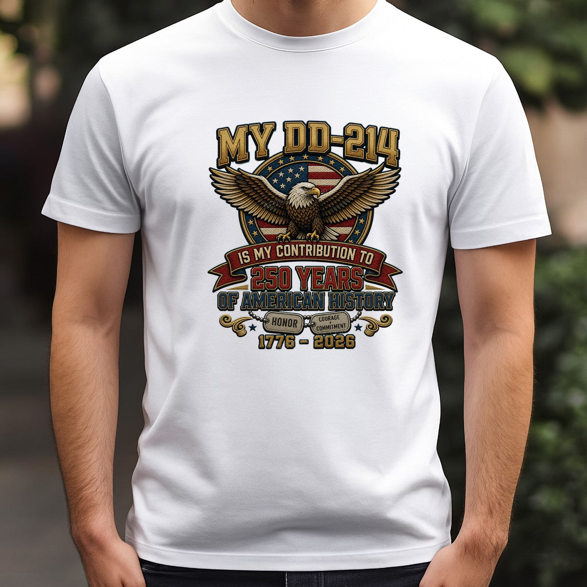 DTF Transfer My DD214 250 Years of American History Eagle Patriotic Graphic for Veteran T Shirts and Hoodies - 3