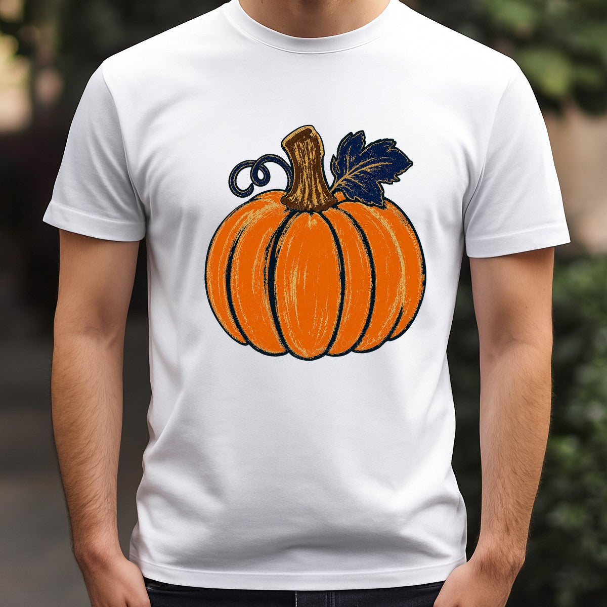 DTF Heat Transfer Rustic Pumpkin Illustration Graphic for Fall T Shirts Hoodies and Tote Bags - 3
