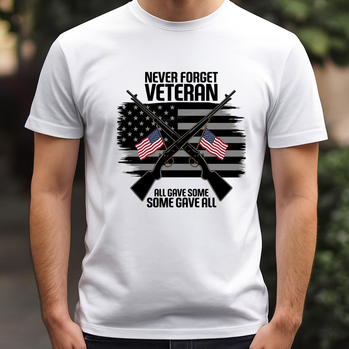 DTF Transfer Never Forget Veteran All Gave Some Quote with American Flag and Rifles for T Shirts Hoodies and Patriotic Apparel - 3