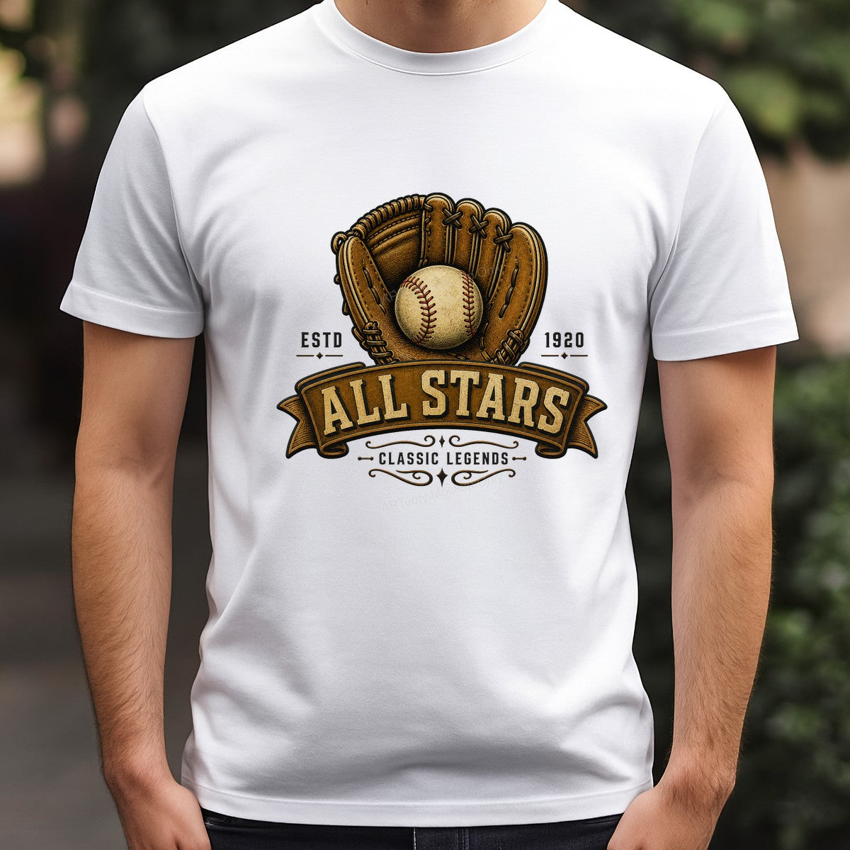 DTF Transfer All Stars Baseball Glove Vintage Emblem Graphic for T Shirts Hoodies and Tote Bags - 3