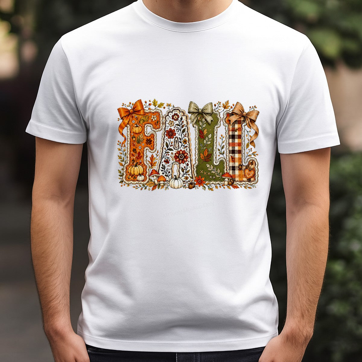 DTF Heat Transfer FALL Floral Pumpkin Plaid Bow Graphic for T Shirts Hoodies and Tote Bags - 3