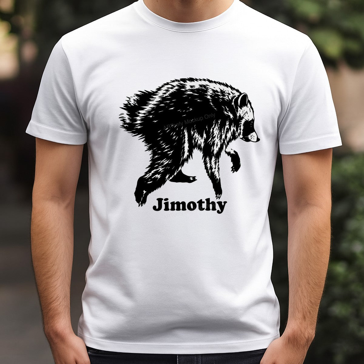 DTF Heat Transfer Jimothy Raccoon Silhouette Graphic for T Shirts Hoodies and Tote Bags - 3
