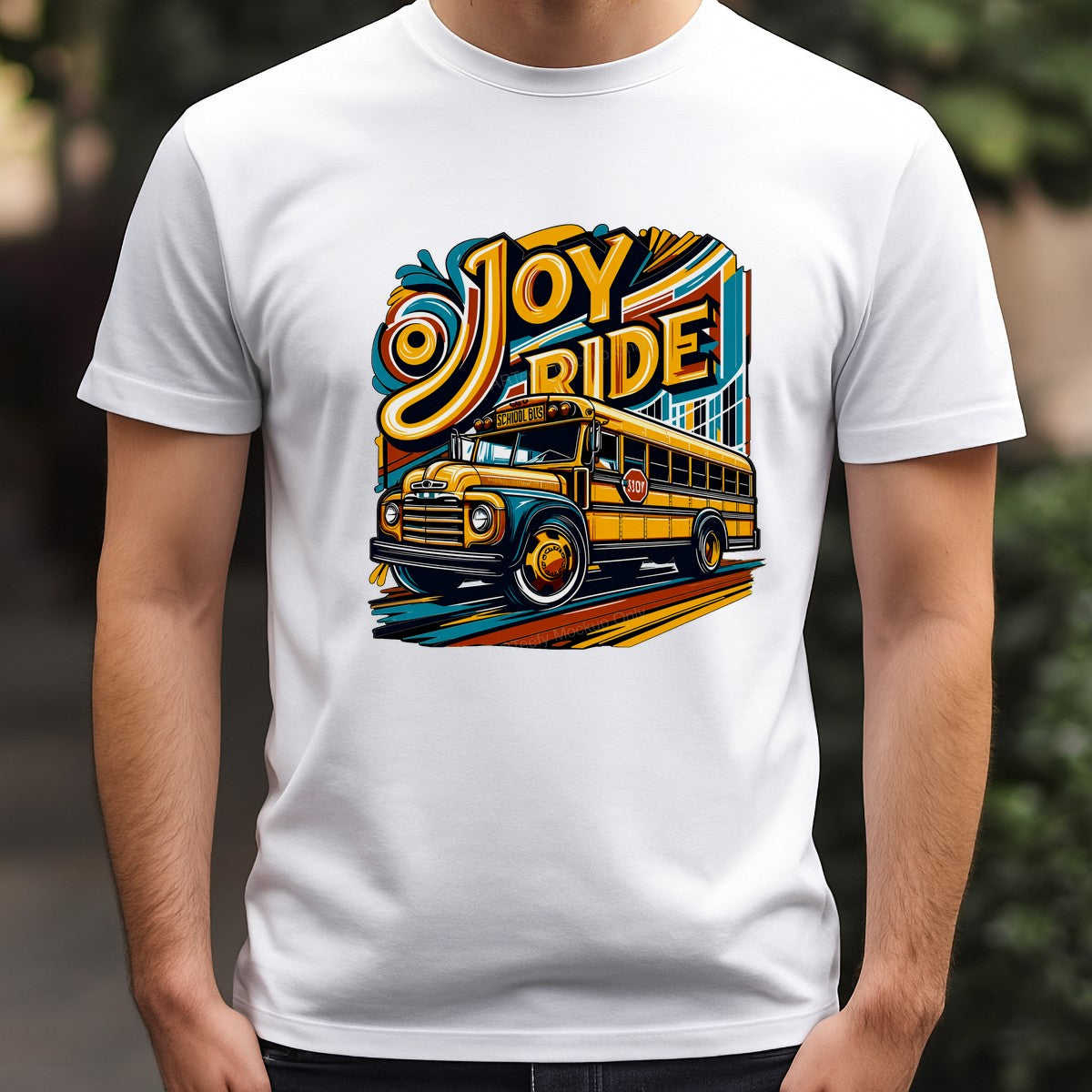 DTF Heat Transfer Joy Ride Retro School Bus Graphic for T Shirts Hoodies and Tote Bags - 3