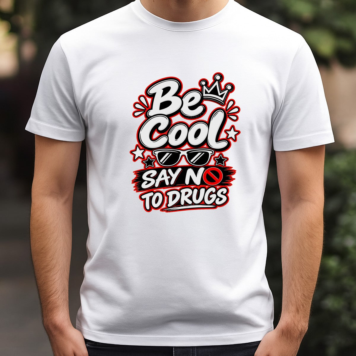 DTF Transfer Be Cool Say No To Drugs Quote Graphic with Sunglasses and Crown for T Shirts Hoodies and Tote Bags - 3