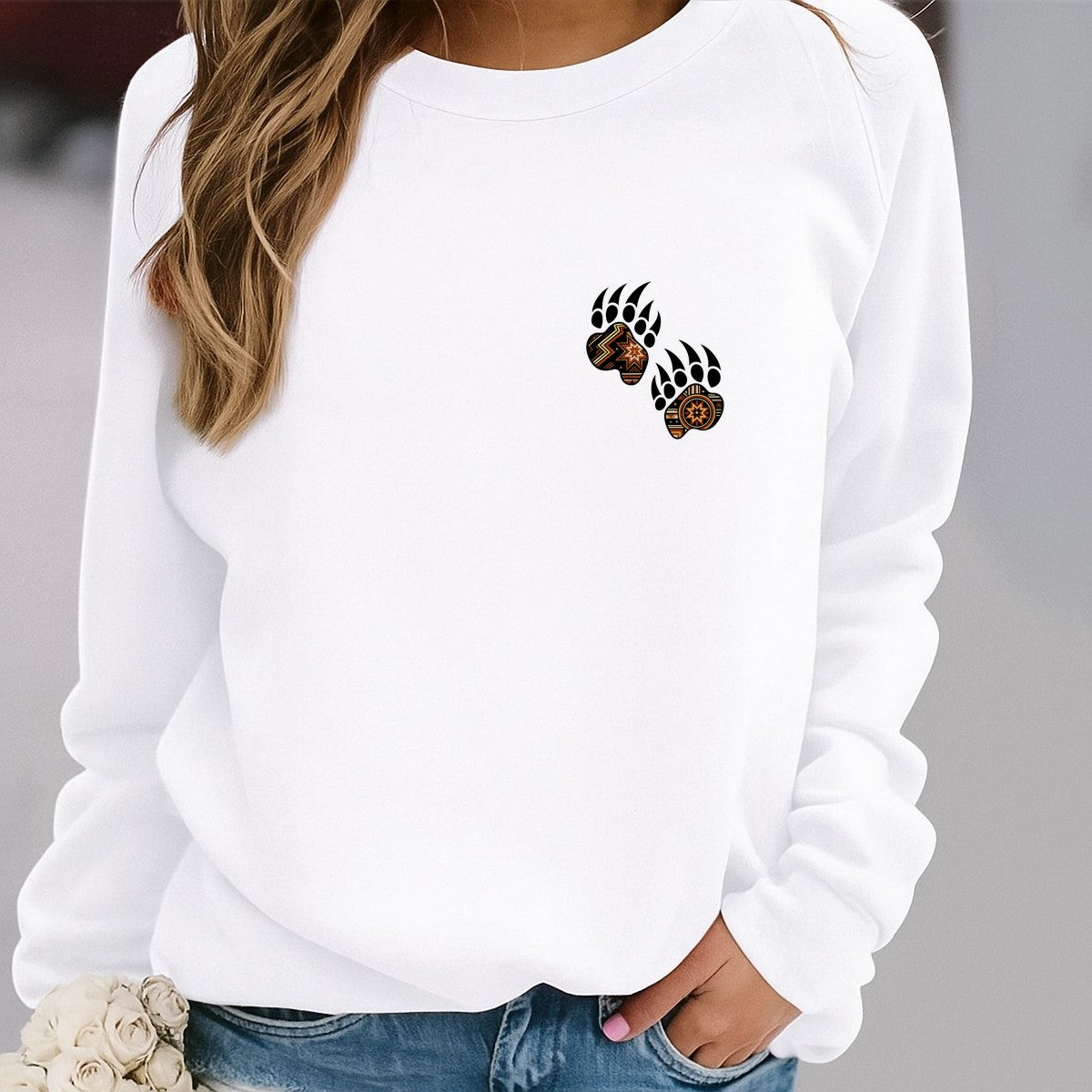 DTF Heat Transfer Iron On Sticker Tribal Bear Paw Print Pattern for Halloween Decorations T Shirts Hoodies Bags and Home Decor - 4