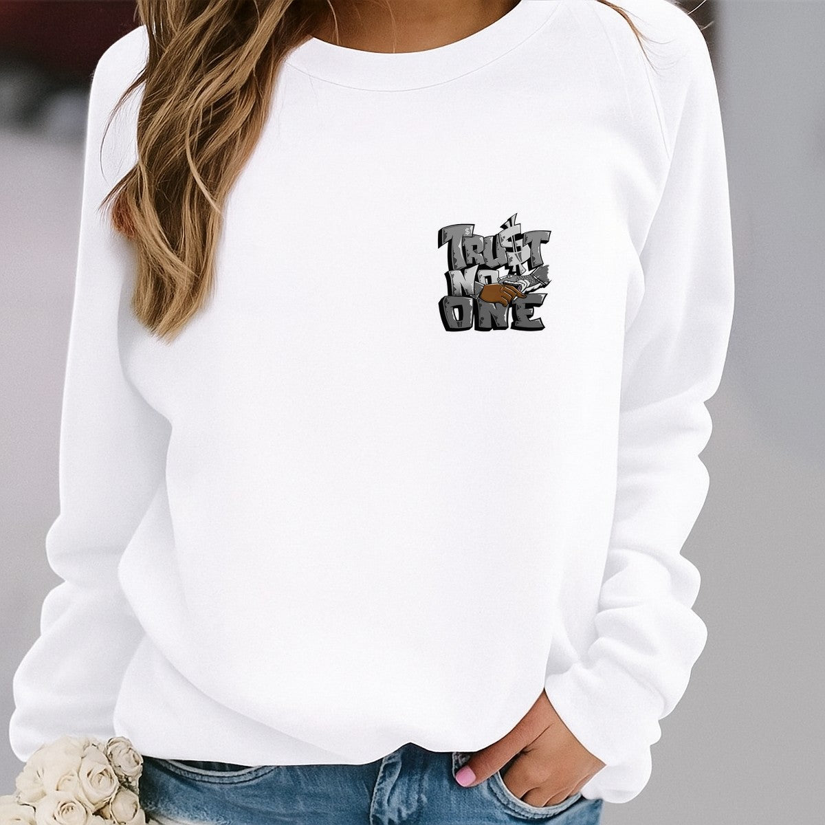 DTF Heat Transfer Iron On Sticker Trust No One Bold Graffiti Art for Halloween Party Favors T Shirts Hoodies Bags and Home Decor - 4
