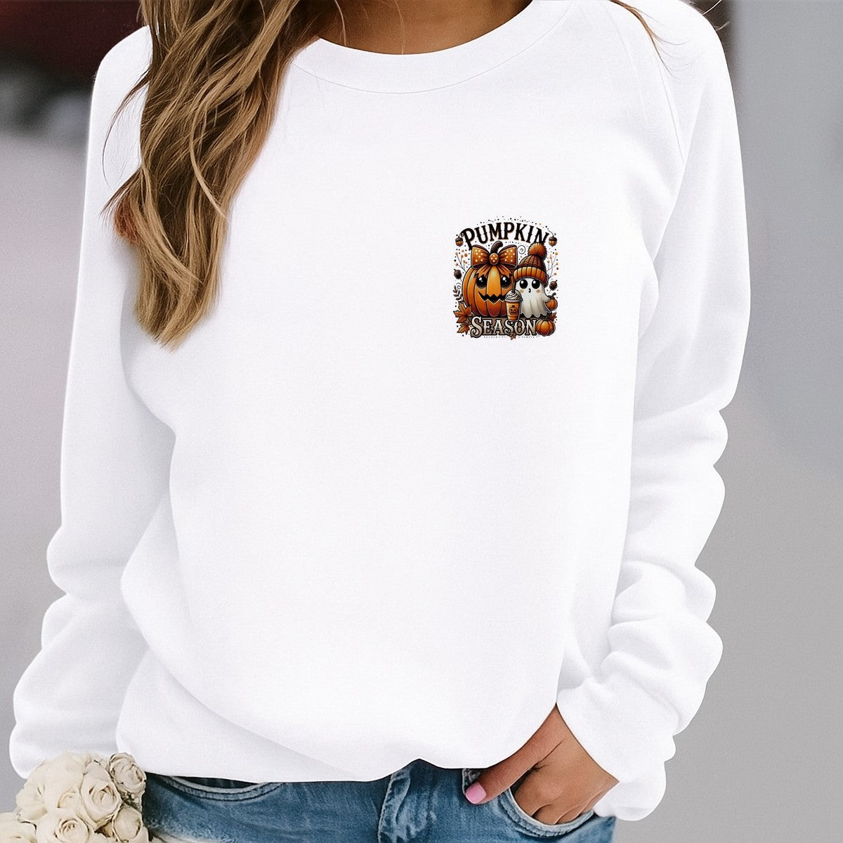 DTF Heat Transfer Iron On Sticker Cute Pumpkin and Ghost with Coffee Autumn Leaves for Halloween Decorations T Shirts Hoodies Tote Bags and Home Decor - 4