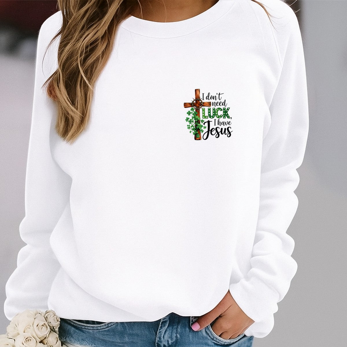 DTF Heat Transfer Iron On Sticker Iron On Heat Transfers Christian Cross and Clover Design Inspirational Apparel for T Shirts Hoodies Clearance - 4