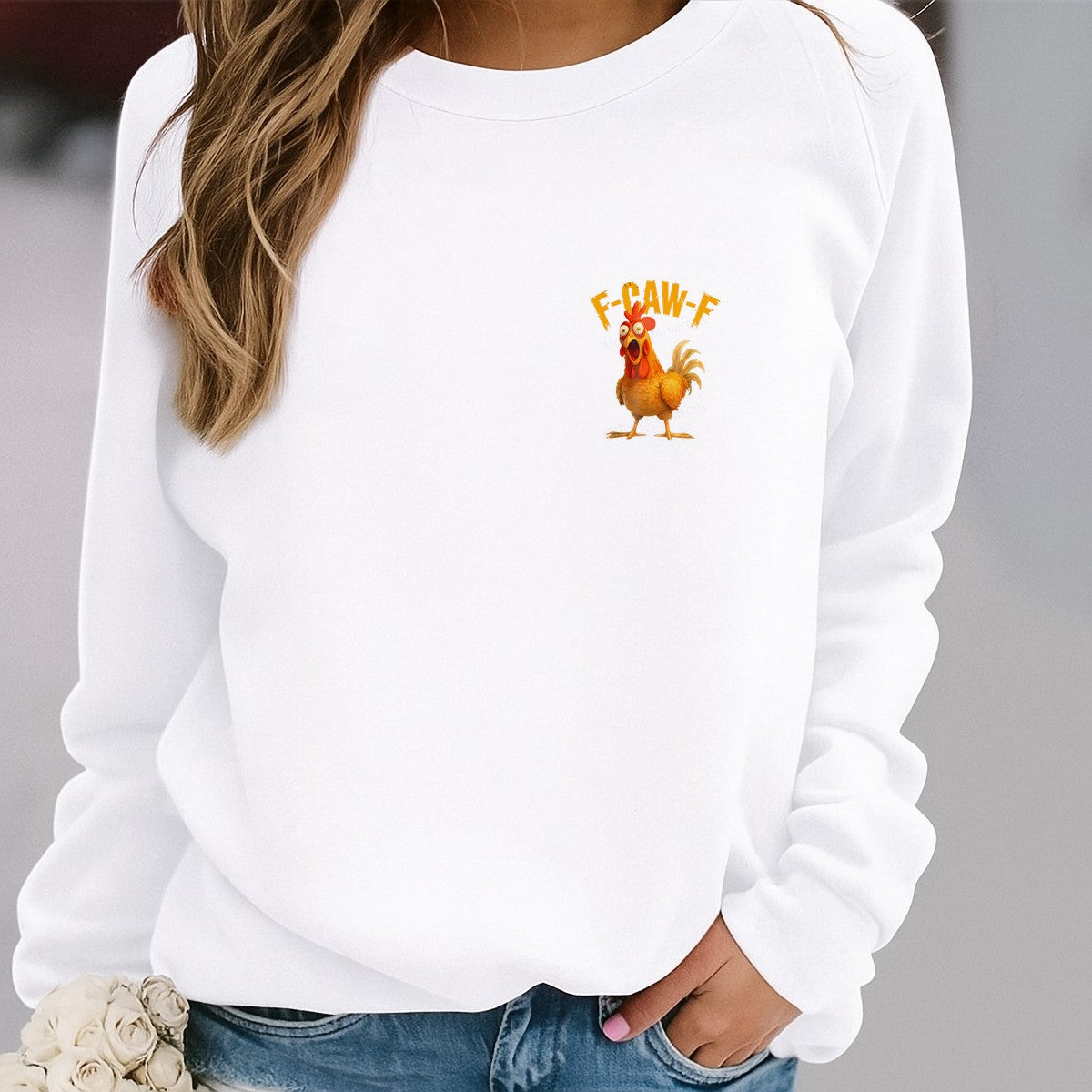 Funny Graphic Transfer F-Caw-F Screaming Chicken Cartoon Design for T Shirts Hoodies and Gifts - 4