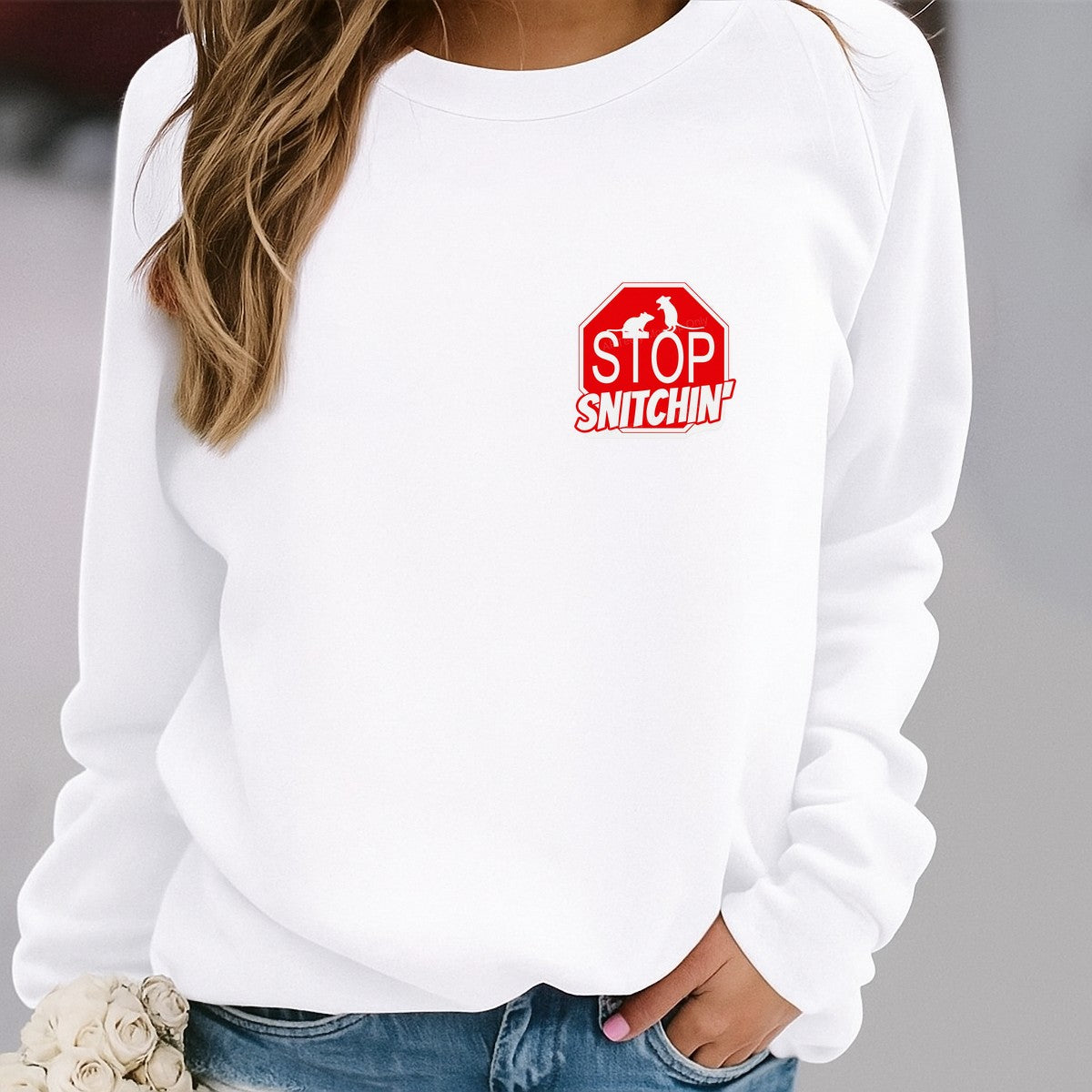 Funny Graphic Transfer Stop Snitchin Quote with Rats Stop Sign Design for T Shirts Hoodies and Tote Bags - 4