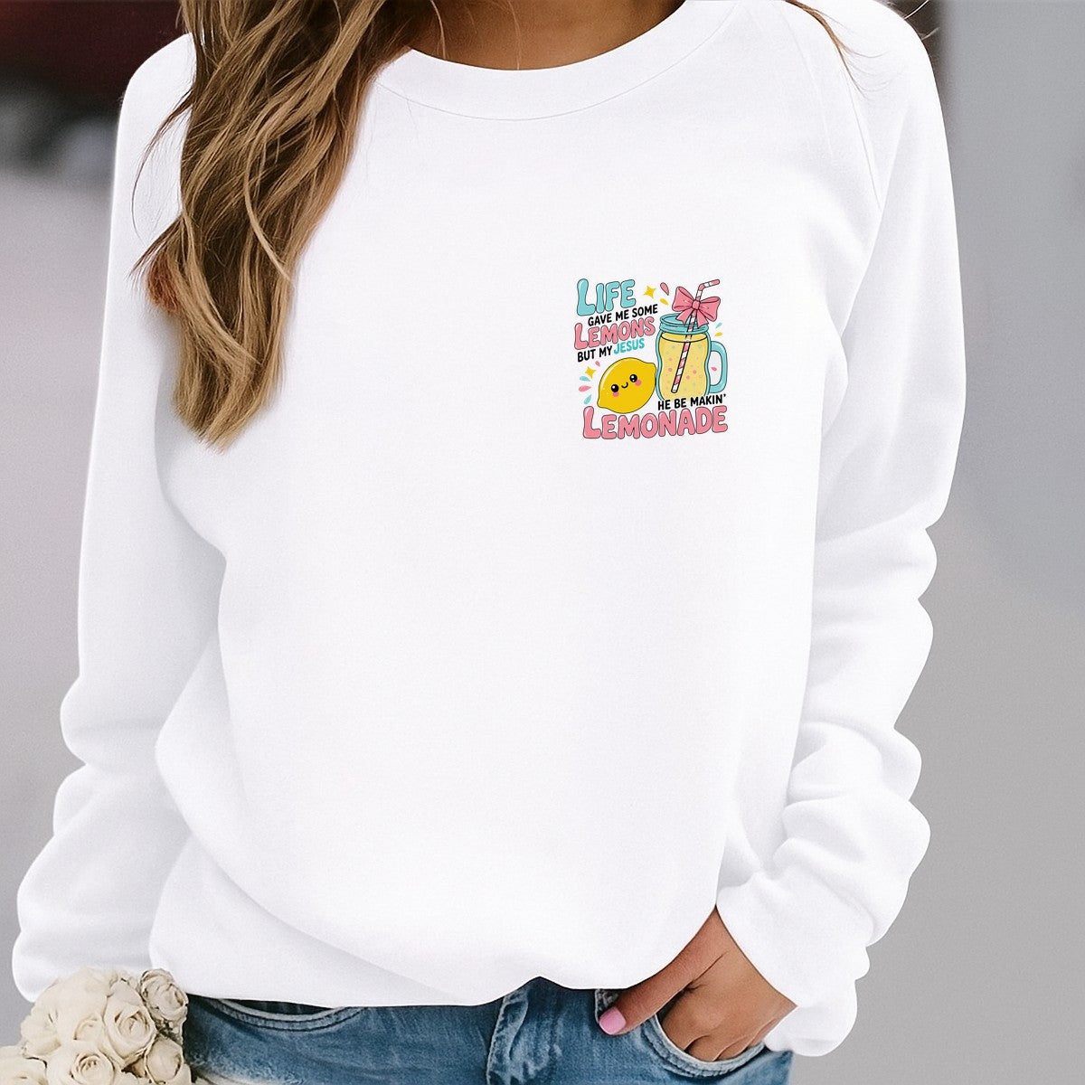 Christian Heat Transfer Life Gave Me Lemons My Jesus Makes Lemonade Cute Lemon and Mason Jar Graphic for T Shirts Hoodies and Tote Bags - 4