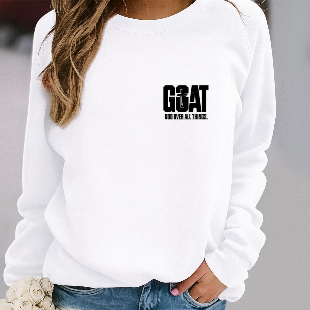 Christian Heat Transfer GOAT God Over All Things Cross Graphic for T Shirts Hoodies and Christian Apparel - 4