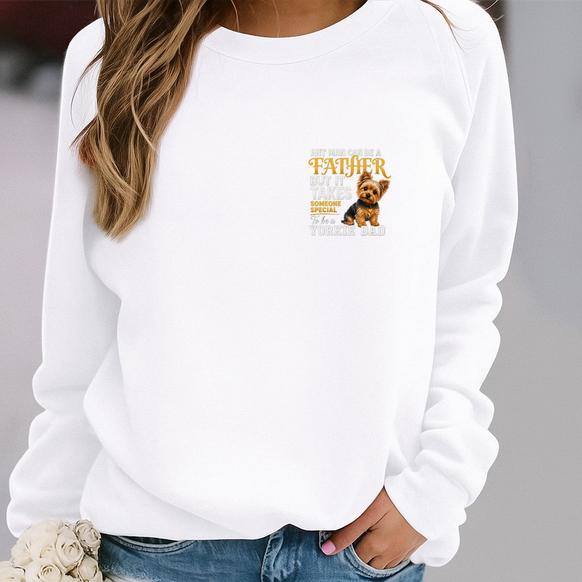 DTF Transfer Any Man Can Be a Father Someone Special Yorkie Dad Quote Graphic for T Shirts Hoodies and Gifts - 4