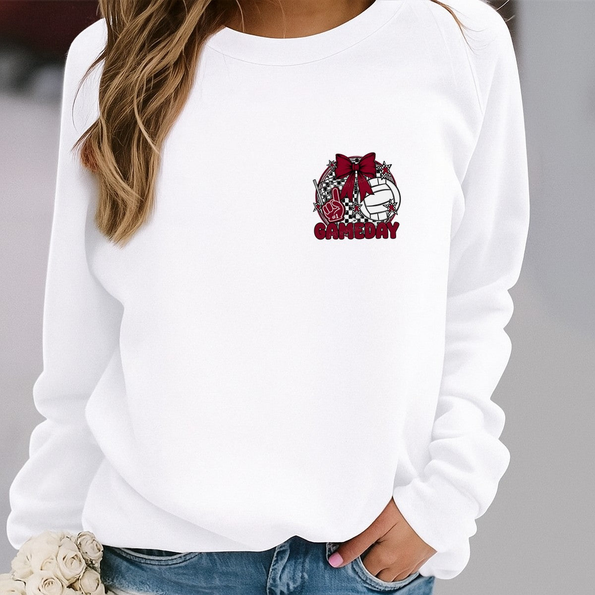 DTF Transfer Volleyball Gameday #1 Foam Finger and Bow Checkered Graphic for T Shirts Hoodies and Tote Bags - 4