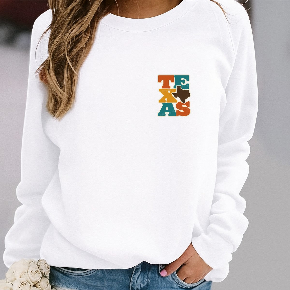 DTF Heat Transfer Texas State Shape Retro Block Letter Graphic for T Shirts Hoodies and Tote Bags - 4