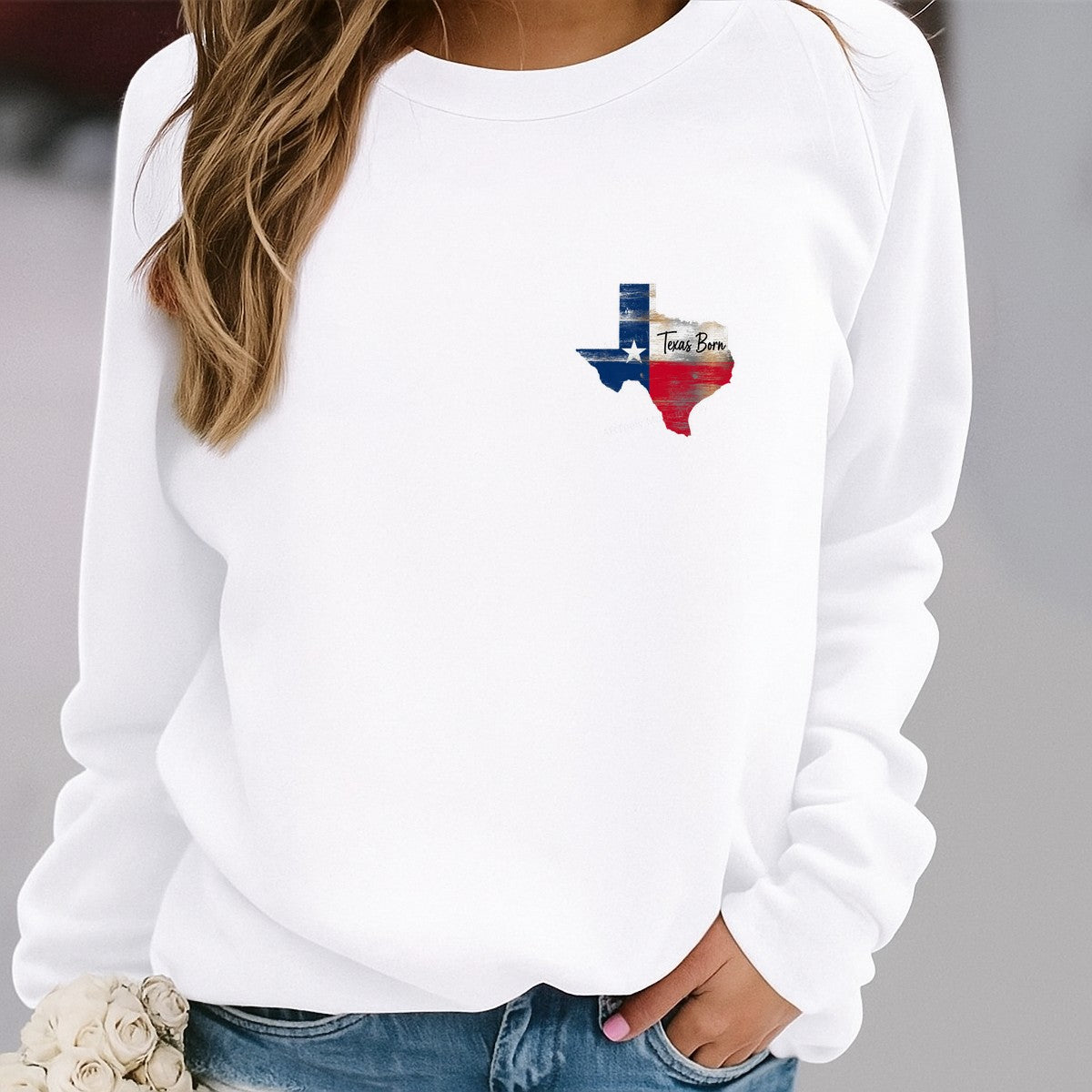 DTF Heat Transfer Texas Born State Flag Rustic Graphic for T Shirts Hoodies and Tote Bags - 4