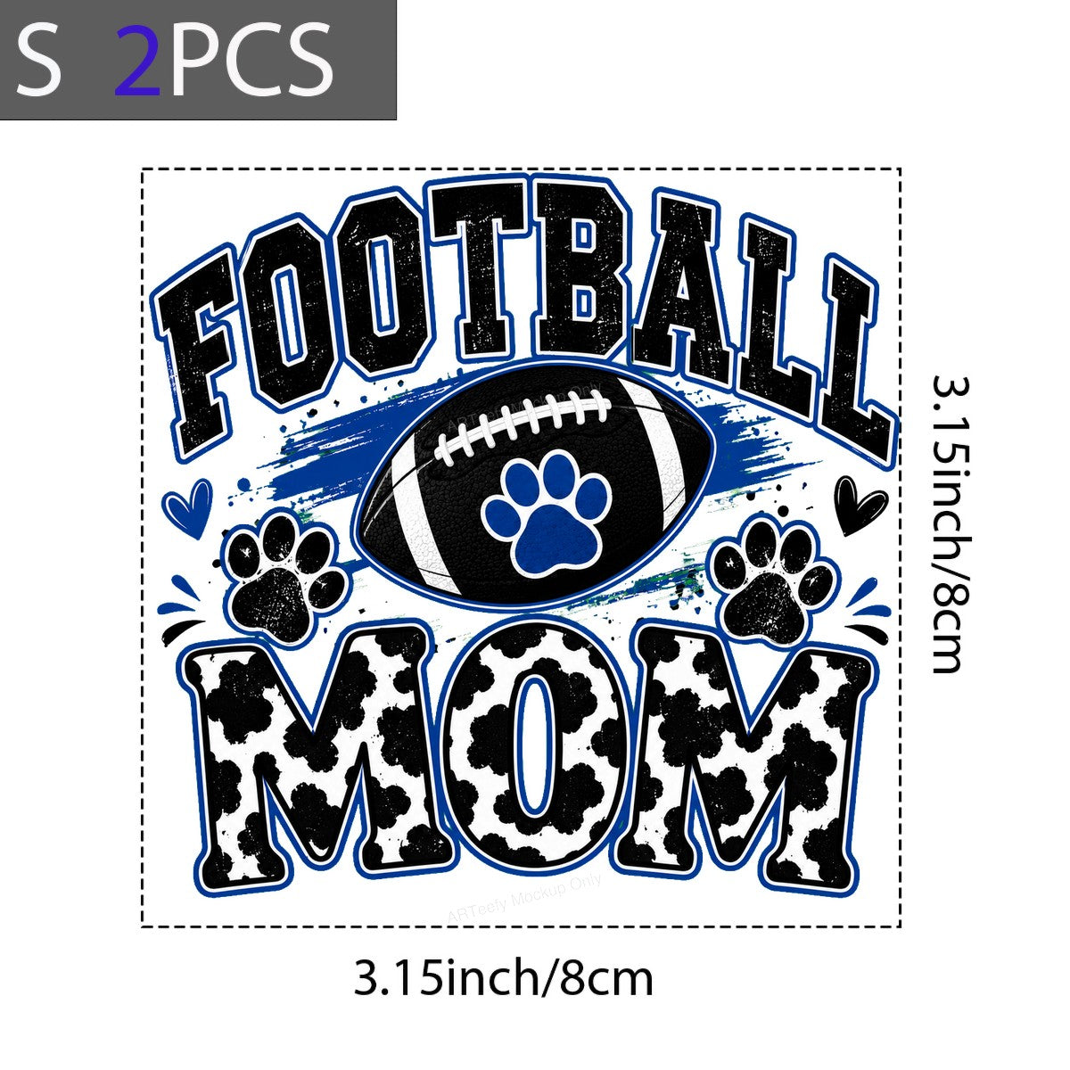 DTF Transfer Football Mom Paw Print Cowhide Letter Graphic for T Shirts Hoodies and Game Day Apparel - 4