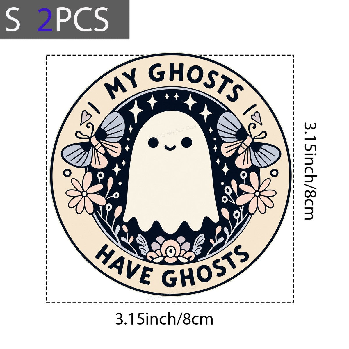 DTF Transfer “My Ghosts Have Ghosts” Cute Ghost Floral Graphic for T Shirts Hoodies and Tote Bags - 4