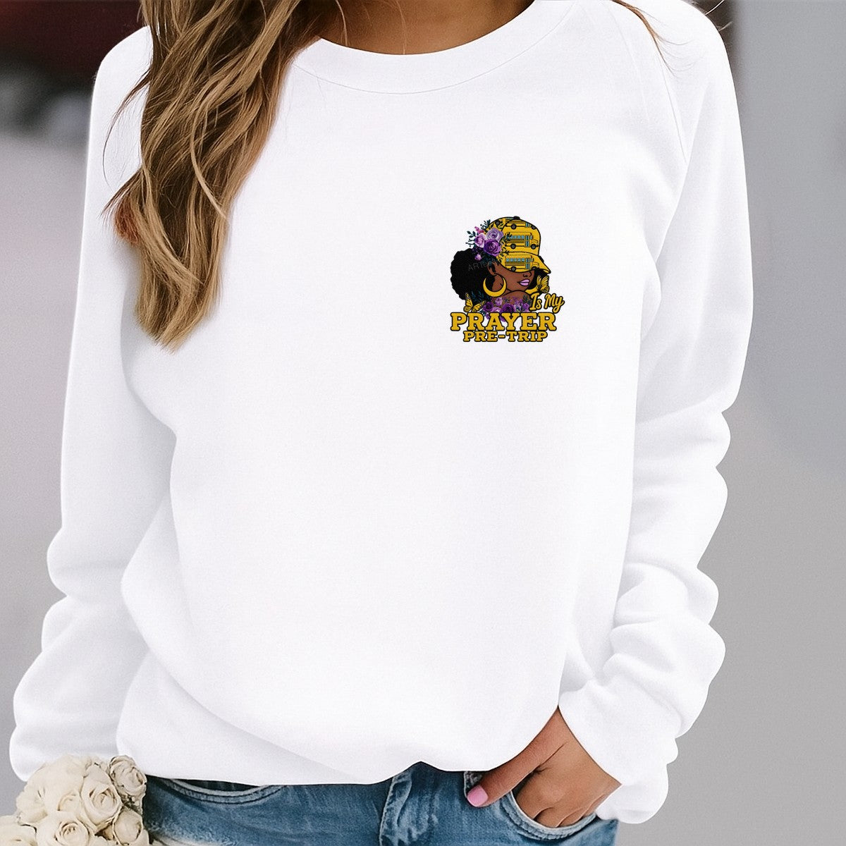 DTF Transfer School Bus Driver Prayer Pre-Trip Afro Woman Floral Graphic for T Shirts Hoodies and Tote Bags - 4