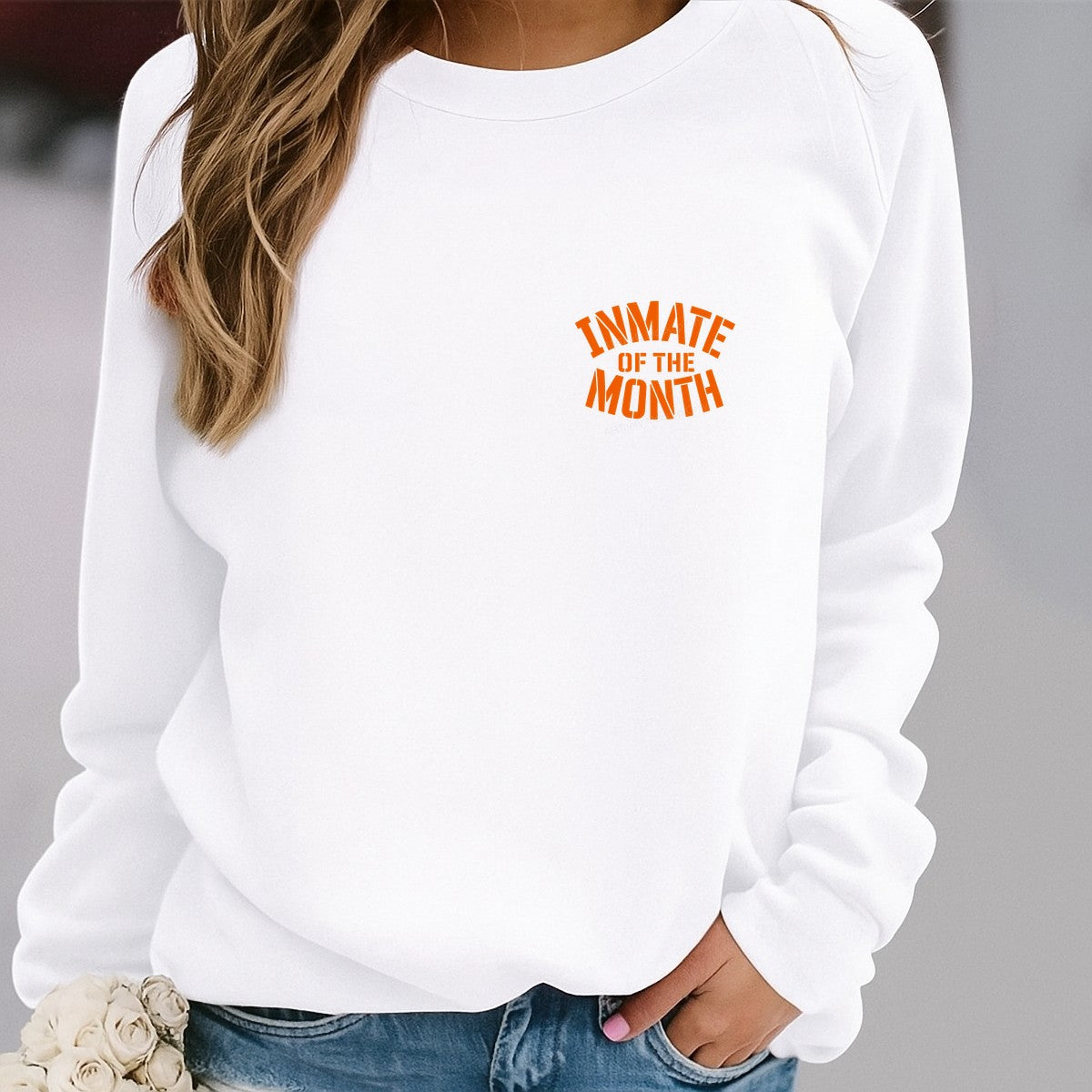 Funny Graphic Transfer Inmate of the Month Bold Orange Jail Quote for T Shirts Hoodies and Gifts - 4