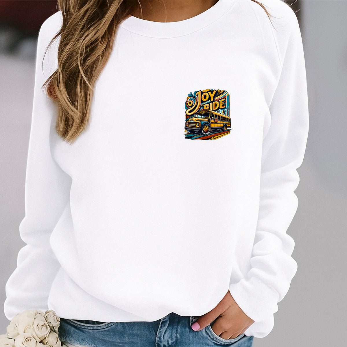 DTF Heat Transfer Joy Ride Retro School Bus Graphic for T Shirts Hoodies and Tote Bags - 4