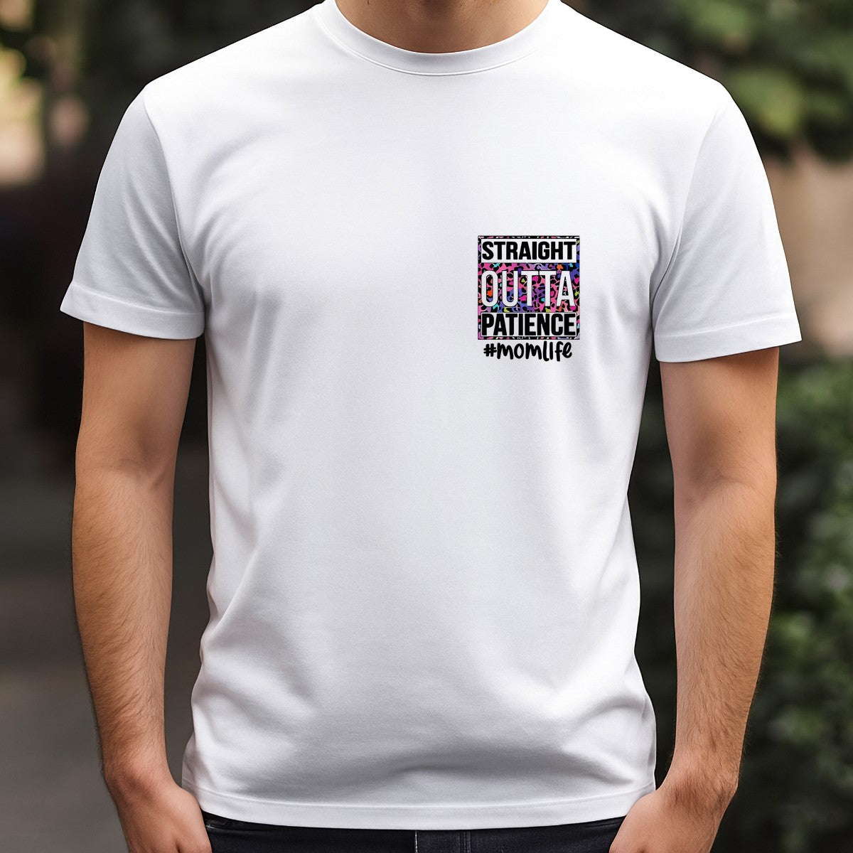 DTF Heat Transfer Iron On Sticker Straight Outta Patience Bold Lettering with Colorful Animal Print for Mom Life T Shirts Hoodies Tote Bags Aprons and Home Decor - 5