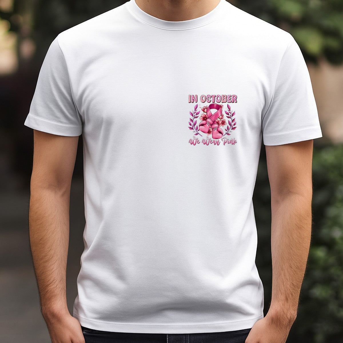 DTF Heat Transfer Iron On Sticker Iron On Heat Transfers Pink Ribbon Boxing Gloves Floral Design Breast Cancer Awareness Items Local Warehouse - 5
