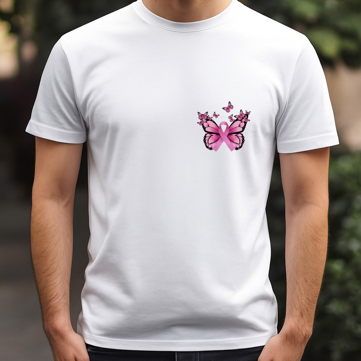 DTF Heat Transfer Iron On Sticker DTF Transfers Ready to Press Pink Butterfly Ribbon Design for Breast Cancer Awareness Items T Shirts Hoodies Clearance - 5