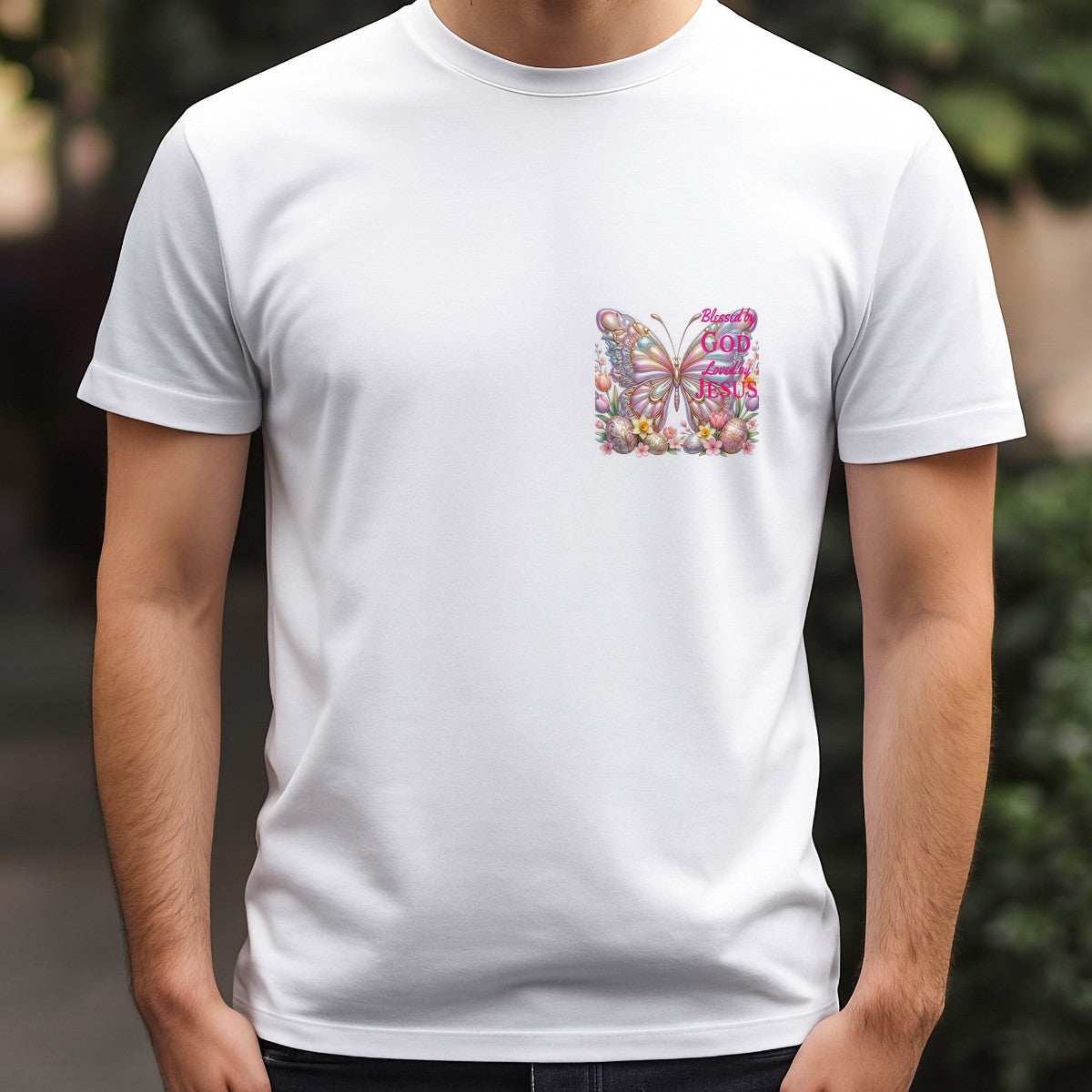 DTF Heat Transfer Iron On Sticker Iron On Heat Transfers Pastel Butterfly Floral Blessed by God Loved by Jesus Easter T Shirts Hoodies Clearance - 5