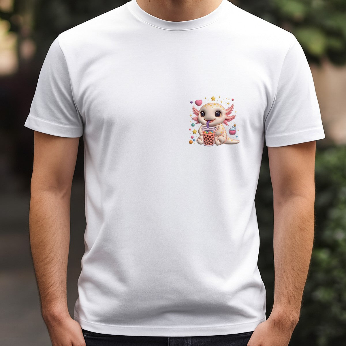 DTF Heat Transfer Iron On Sticker Iron On Transfers for T Shirts Cute Axolotl Bubble Tea Design for Apparel Home Decor Clearance - 5