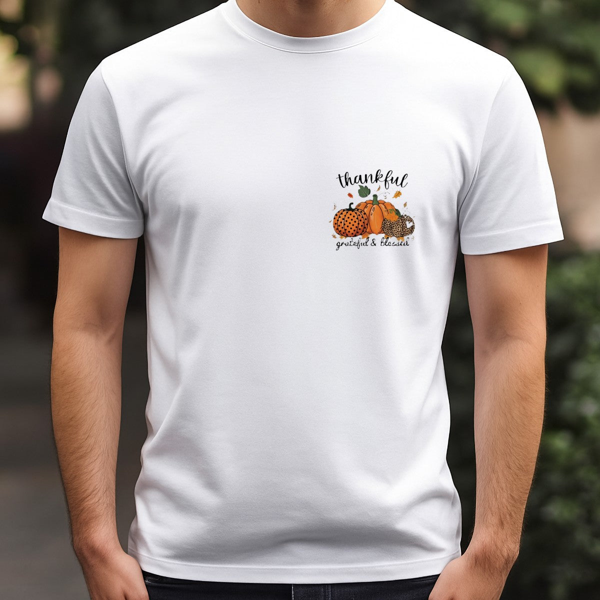 Iron On Transfer Thankful Pumpkin Leopard Print Design for Holiday Shirts and Tote Bags - 5