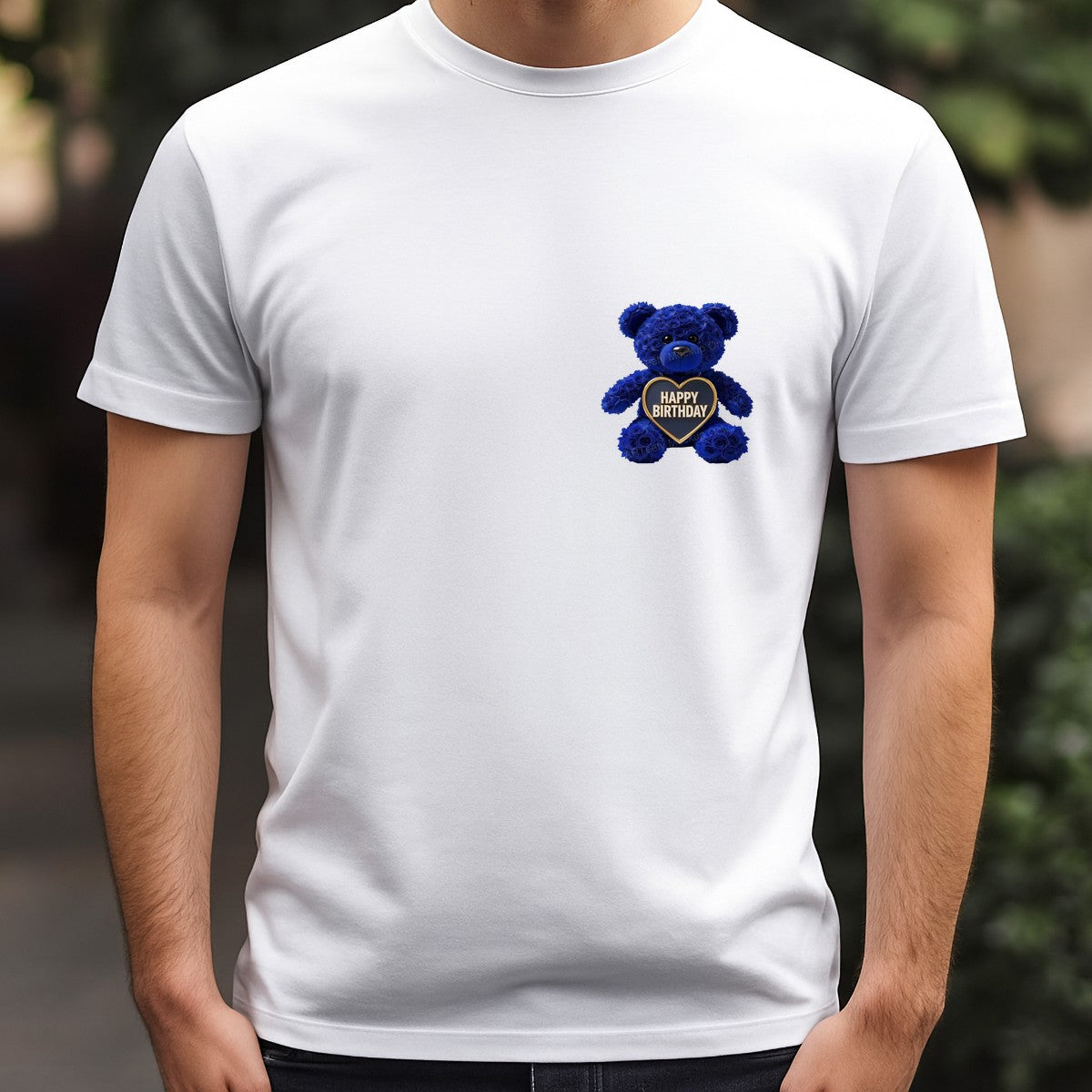 DTF Transfer Happy Birthday Blue Rose Teddy Bear Heart Graphic for T Shirts Hoodies and Gifts - 5