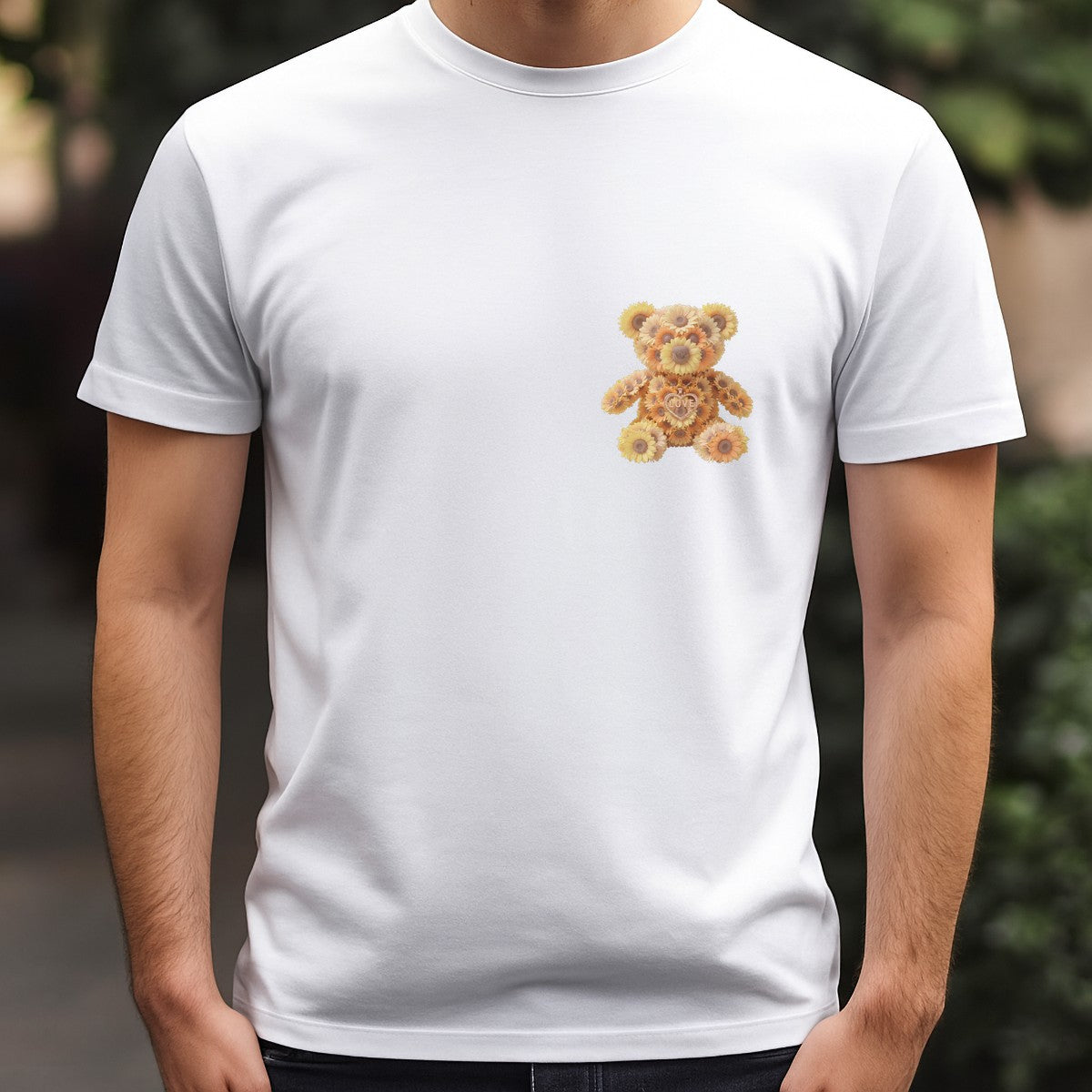 DTF Transfer Sunflower Teddy Bear Love Heart Pendant Graphic for T Shirts Hoodies and Gifts - 5