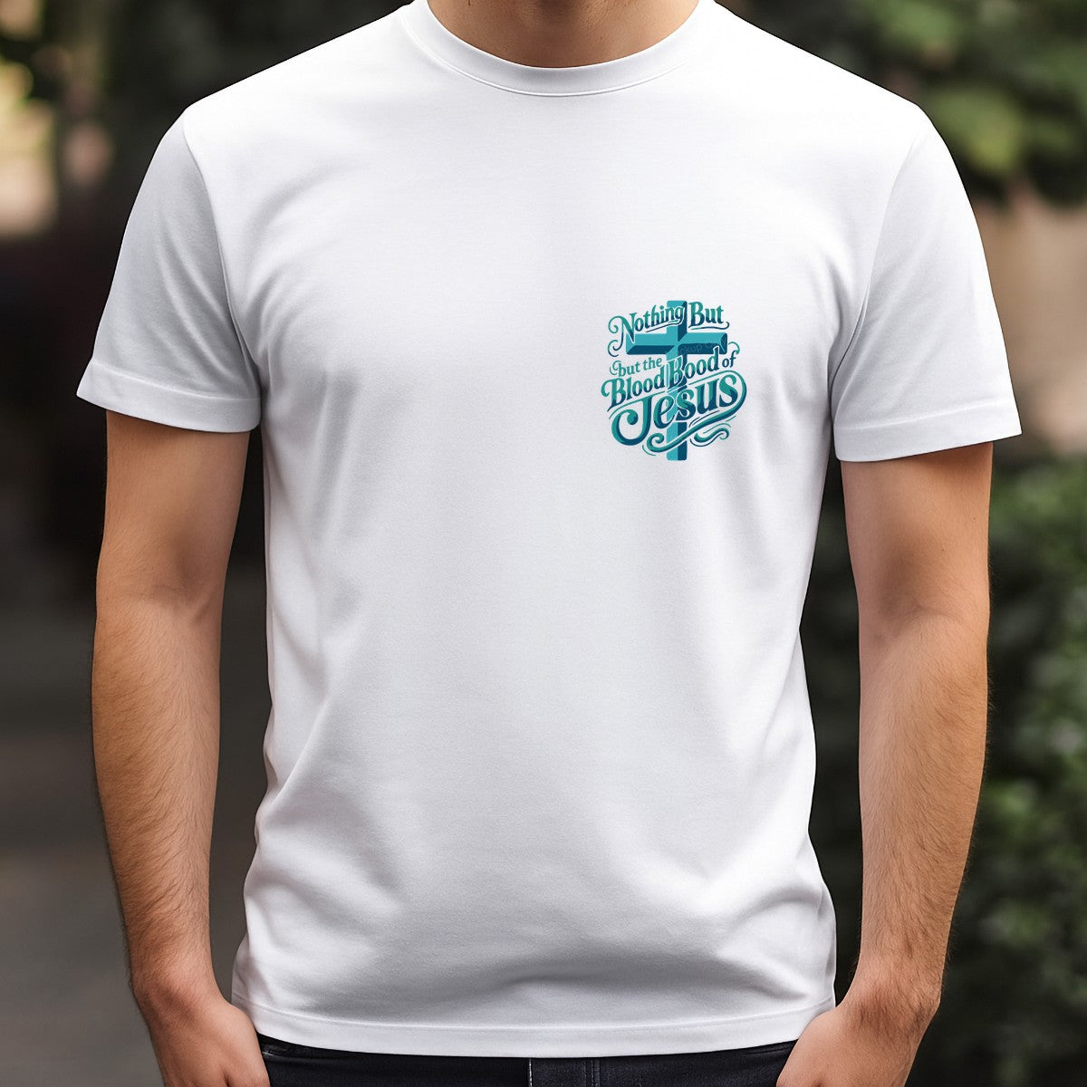 Christian Heat Transfer Nothing But the Blood of Jesus Cross Graphic for T Shirts Hoodies and Christian Apparel - 5