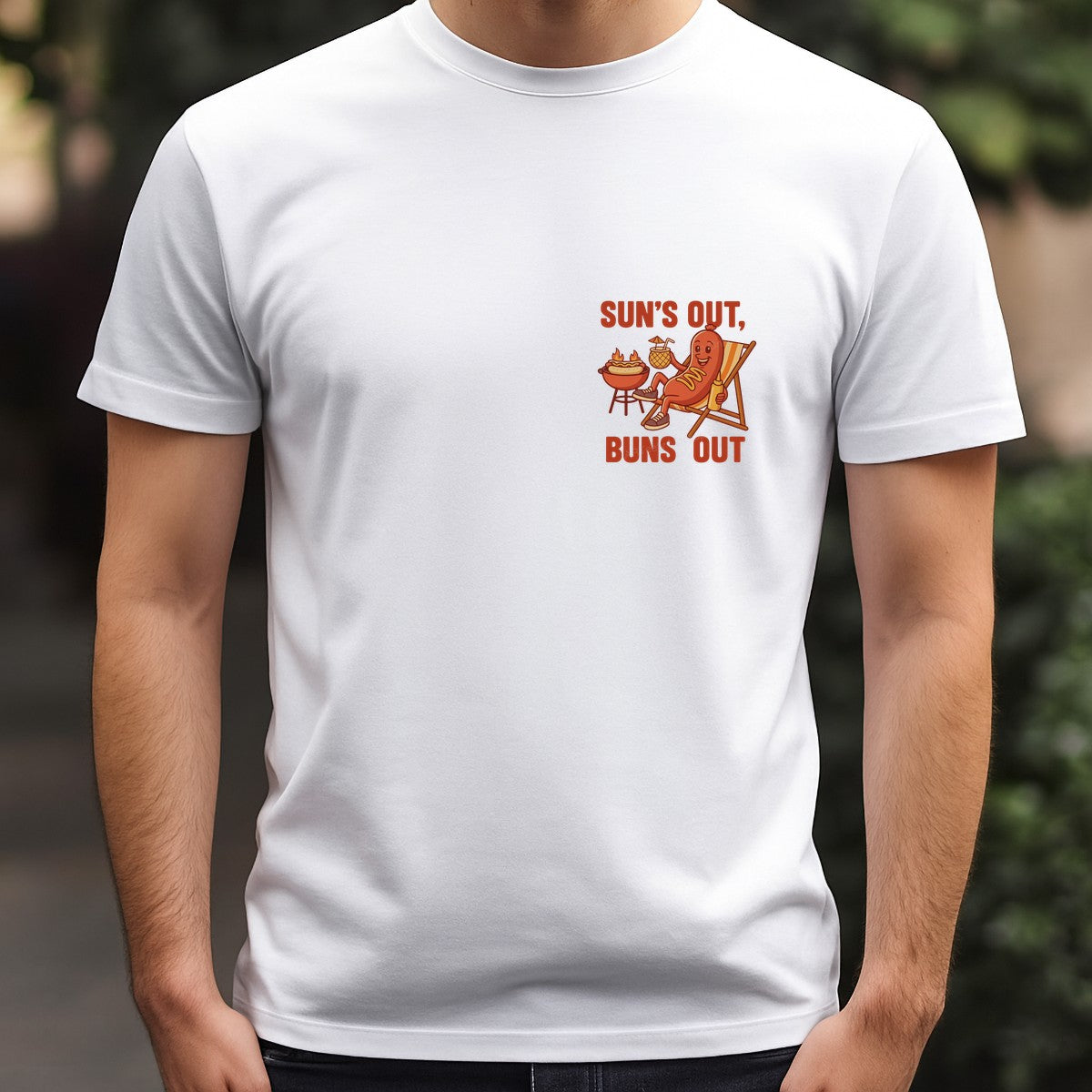 Funny Graphic Transfer Sun’s Out Buns Out Hot Dog BBQ Cartoon Design for Summer T Shirts and Hoodies - 5