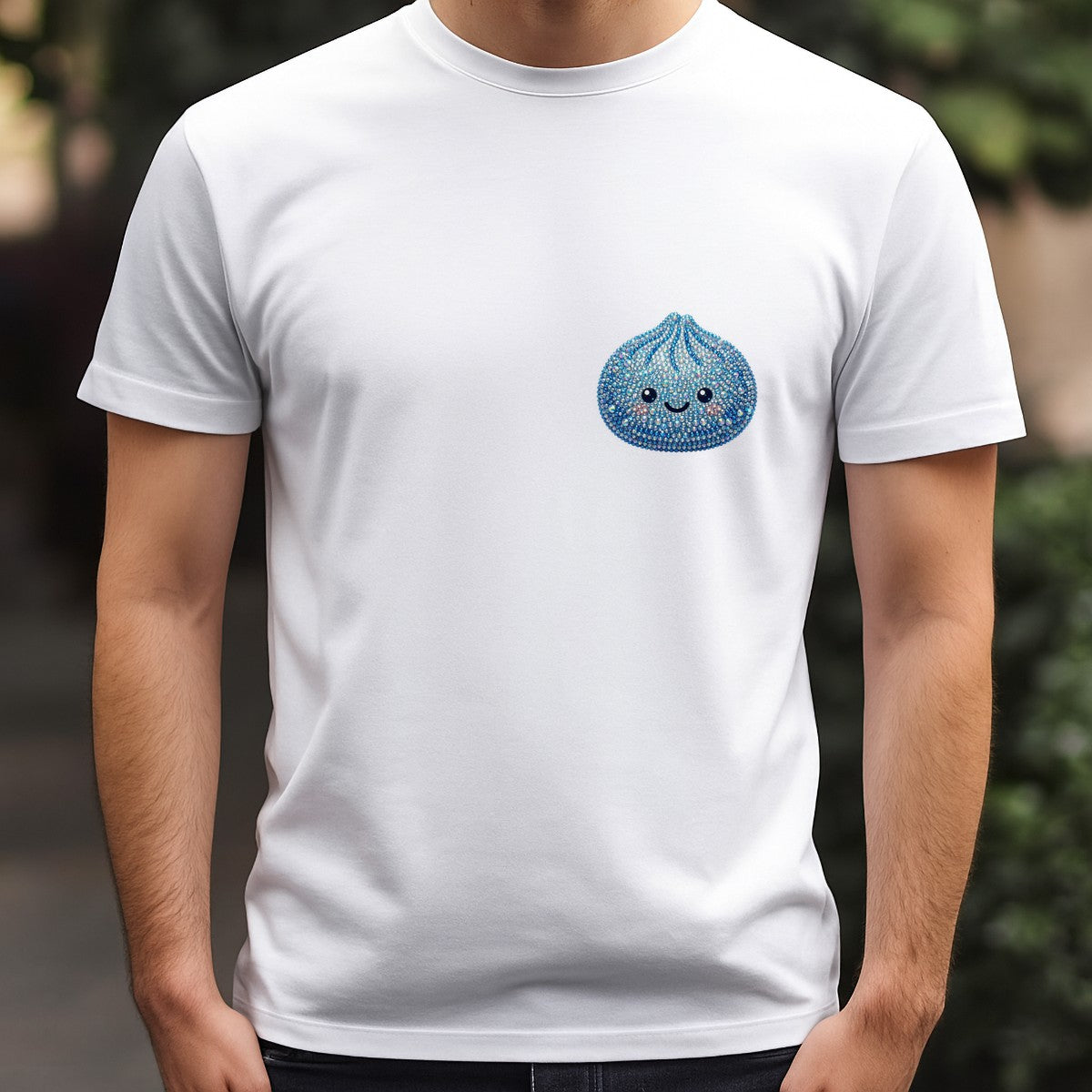 DTF Transfer Cute Sparkly Dumpling Face Rhinestone Graphic for T Shirts Hoodies and Tote Bags - 5
