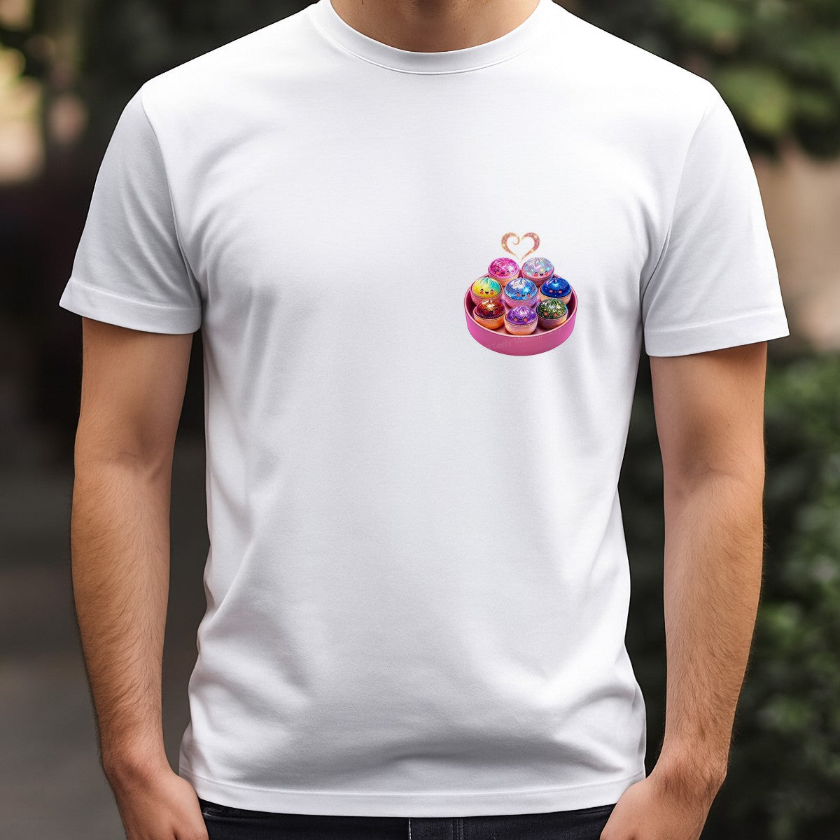 DTF Heat Transfer Kawaii Rainbow Dumpling Characters Sparkle Heart Design for T Shirts Hoodies and Tote Bags - 5