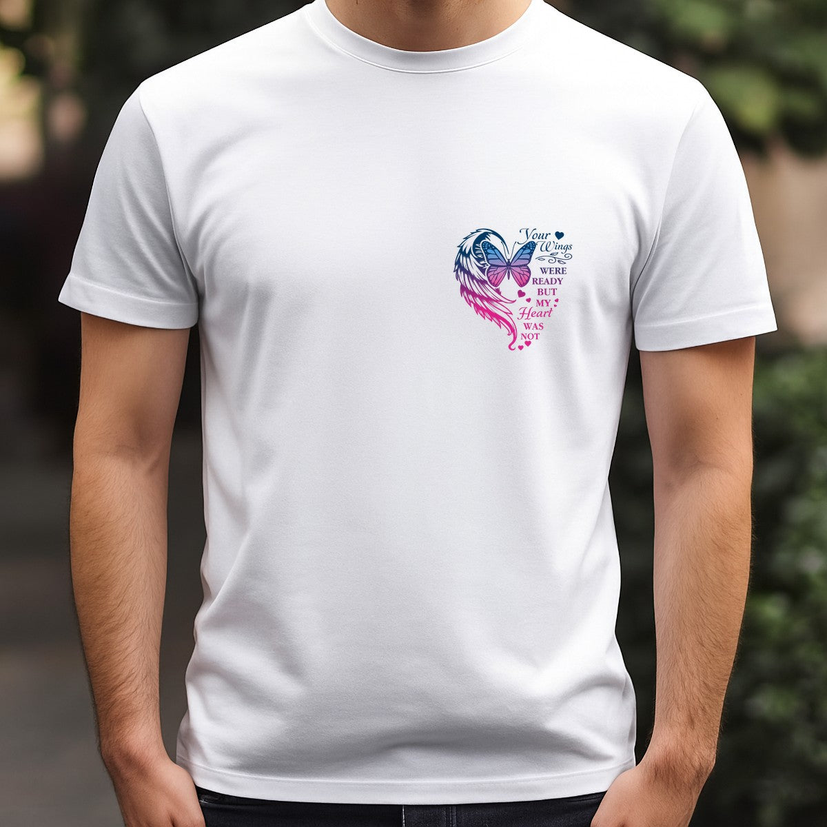 DTF Transfer Your Wings Were Ready Memorial Butterfly and Angel Wing Heart Graphic for T Shirts Hoodies and Tote Bags - 5