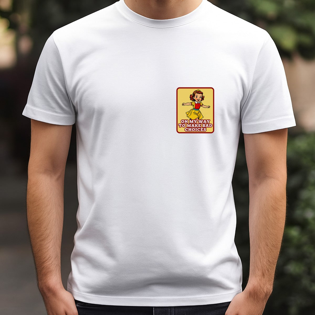 Funny Graphic Transfer On My Way To Make Bad Choices Retro Cartoon Girl Design for T Shirts Hoodies and Tote Bags - 5