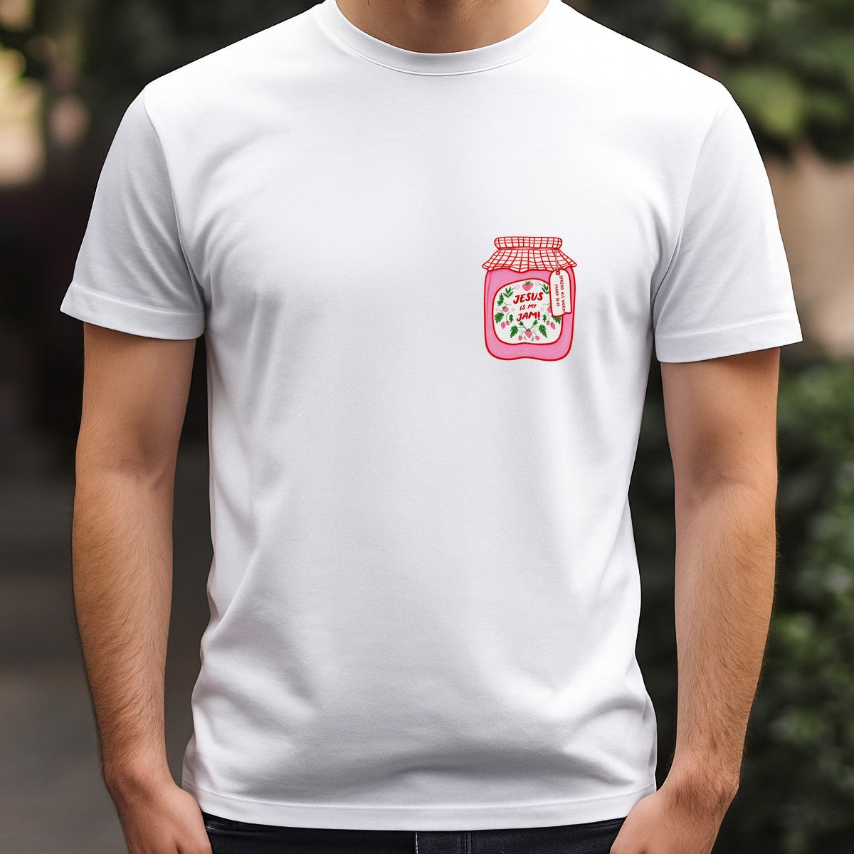 Christian Heat Transfer Jesus Is My Jam Strawberry Jar Graphic for T Shirts Hoodies and Tote Bags - 5