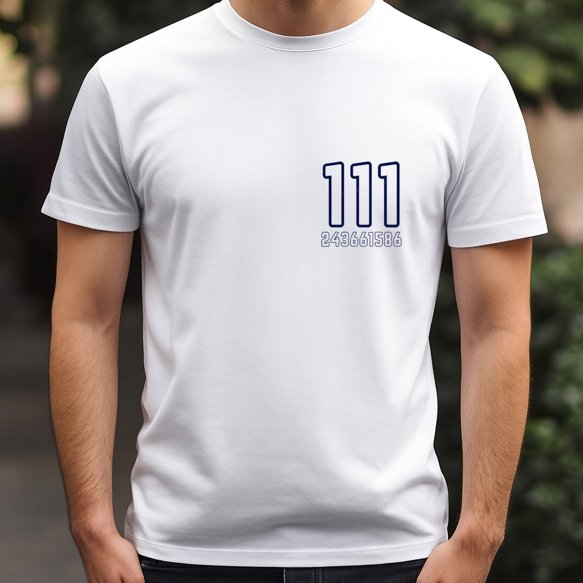 Iron On Transfer Navy Outline Number 111 and Numbers Graphic for Sports Jerseys and Team Apparel - 5