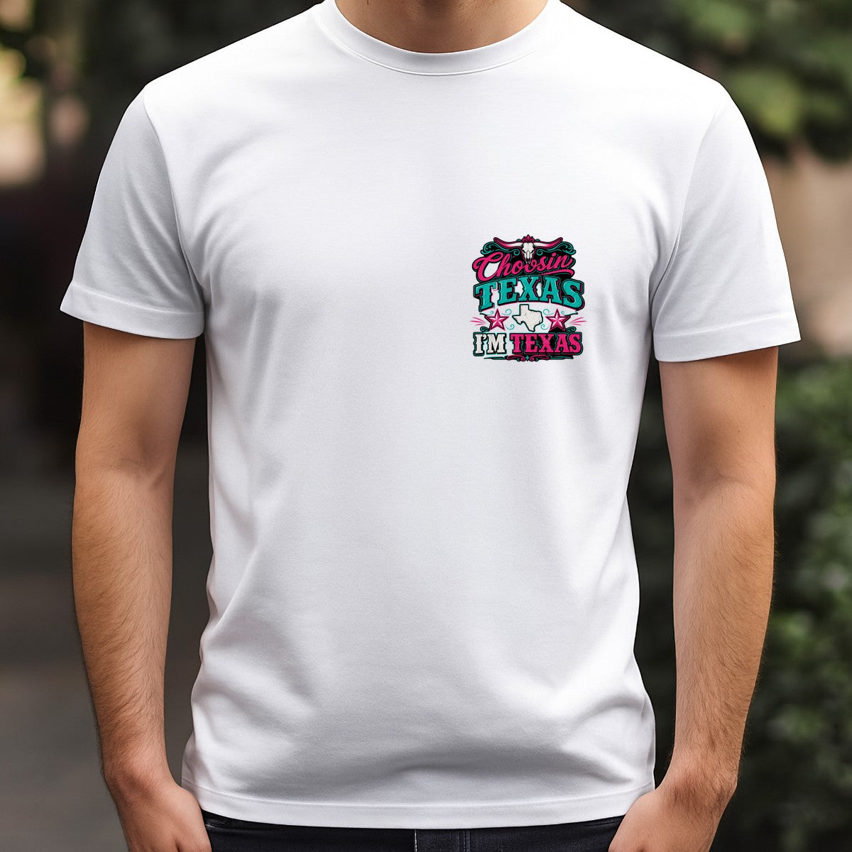 Western Heat Transfer Chosin Texas I’m Texas Longhorn Skull Neon Graphic for T Shirts Hoodies and Tote Bags - 5