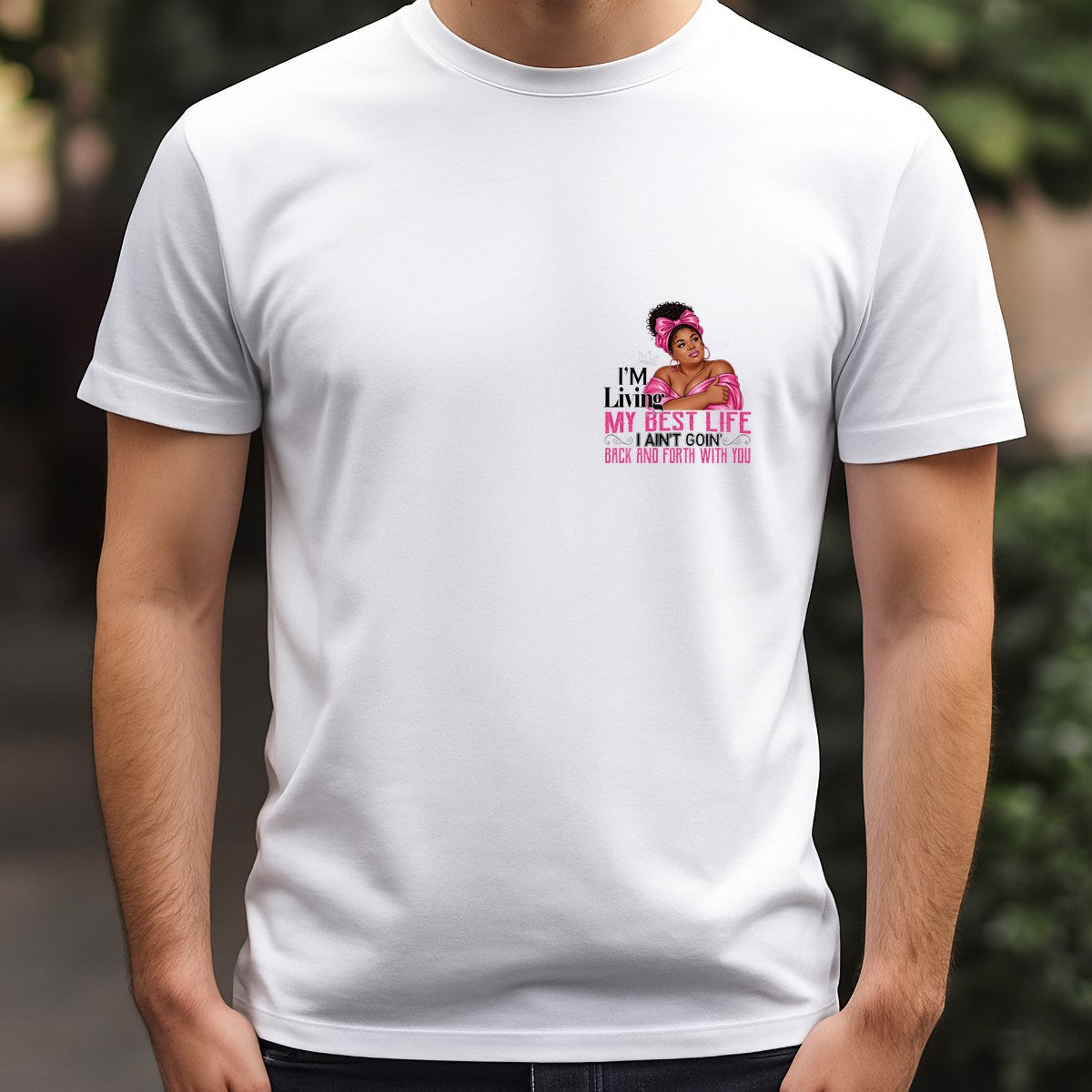 DTF Heat Transfer Living My Best Life Confident Woman in Pink Graphic for T Shirts Hoodies and Tote Bags - 5