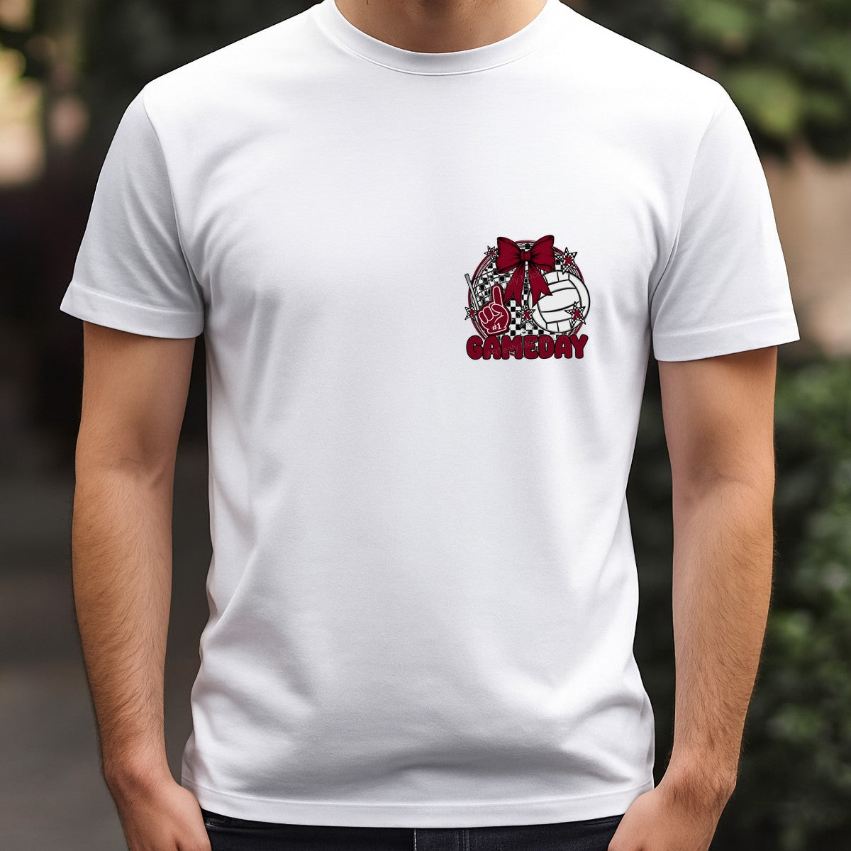 DTF Transfer Volleyball Gameday #1 Foam Finger and Bow Checkered Graphic for T Shirts Hoodies and Tote Bags - 5