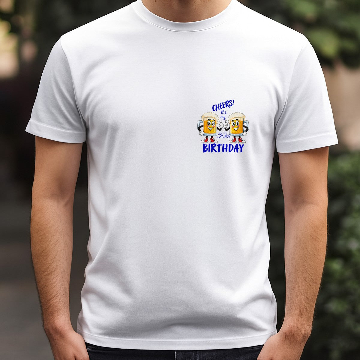 DTF Heat Transfer Cheers It’s My 50th Birthday Beer Mug Cartoon Graphic for T Shirts Hoodies and Party Outfits - 5