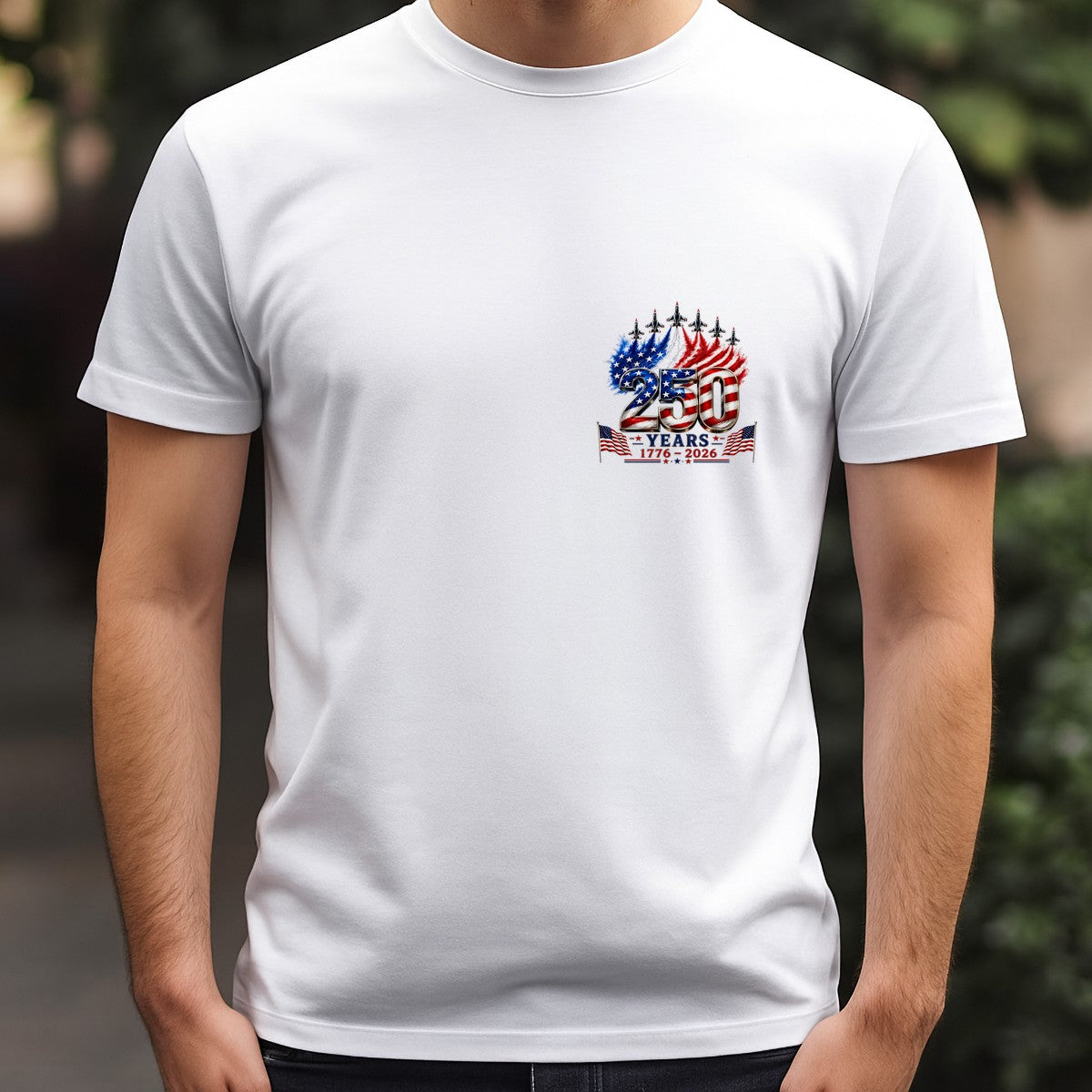 DTF Heat Transfer USA 250 Years 1776 2026 Patriotic Flag and Jets Graphic for T Shirts Hoodies and Tote Bags - 5