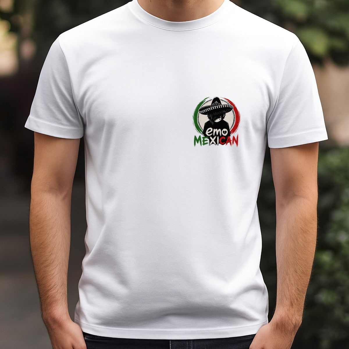 DTF Heat Transfer Emo Mexican Sombrero Character with Grunge Flag Circle for T Shirts Hoodies and Gifts - 5
