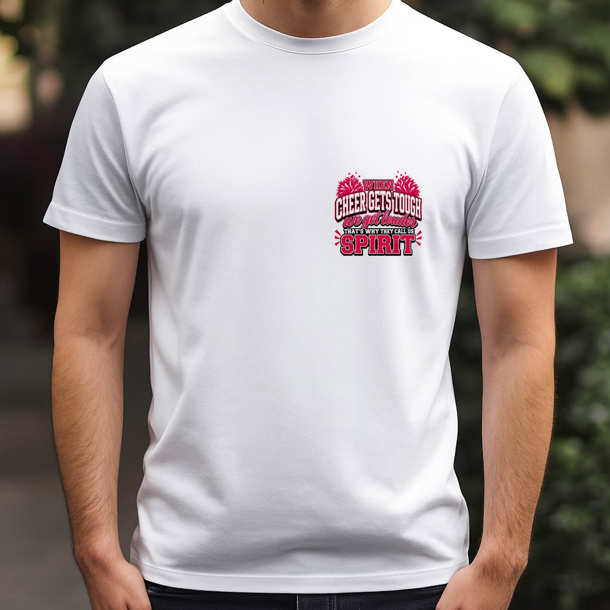 DTF Transfer When Cheer Gets Tough We Get Louder Spirit Quote Pink Pom Pom Graphic for T Shirts Hoodies and Cheer Apparel - 5