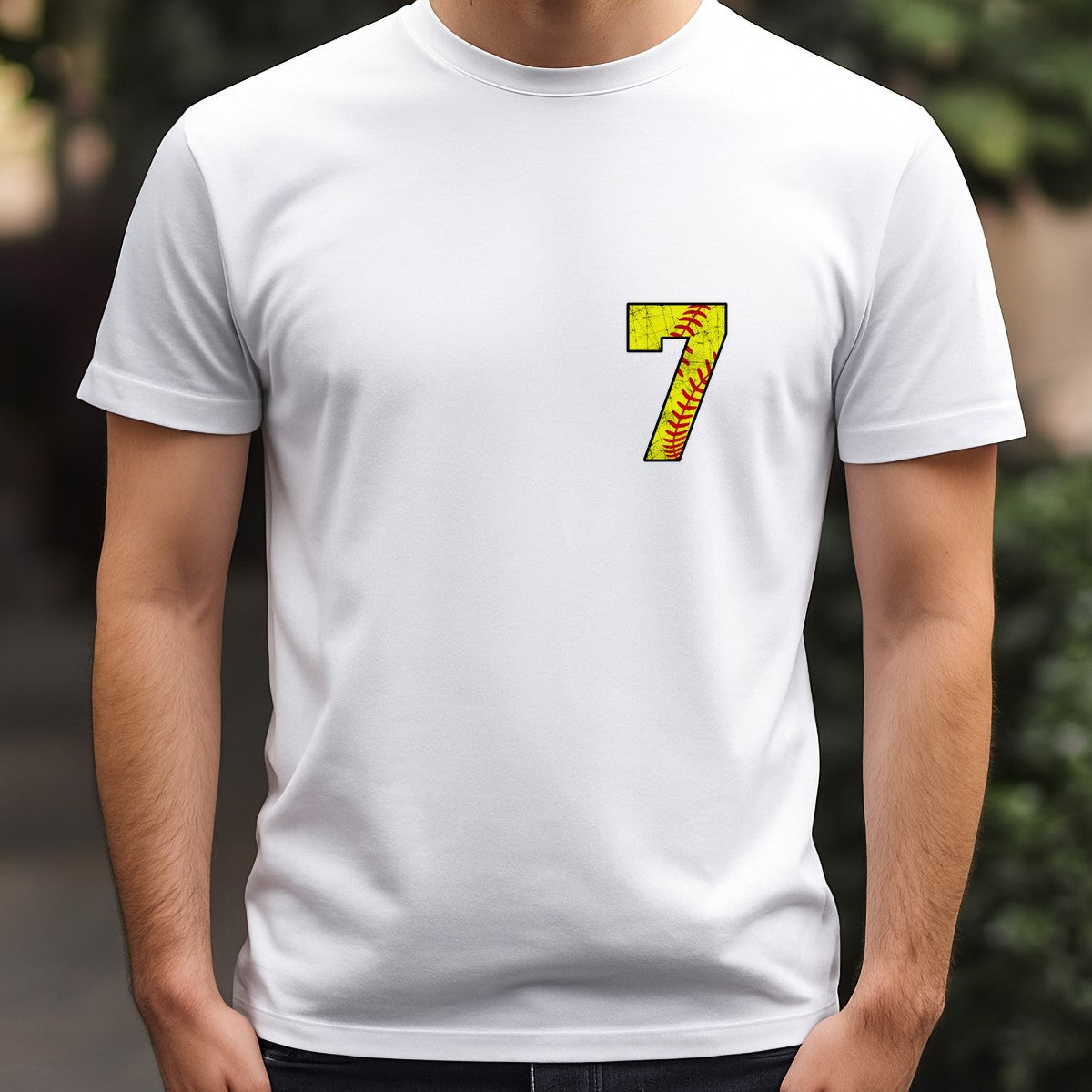 DTF Heat Transfer Number 7 Yellow Softball Stitch Graphic for Team Jerseys T Shirts and Hoodies - 5