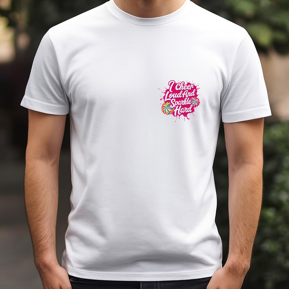 DTF Transfer I Cheer Loud And Sparkle Hard Cheerleader Quote Pink Splatter Graphic for T Shirts Hoodies and Tote Bags - 5